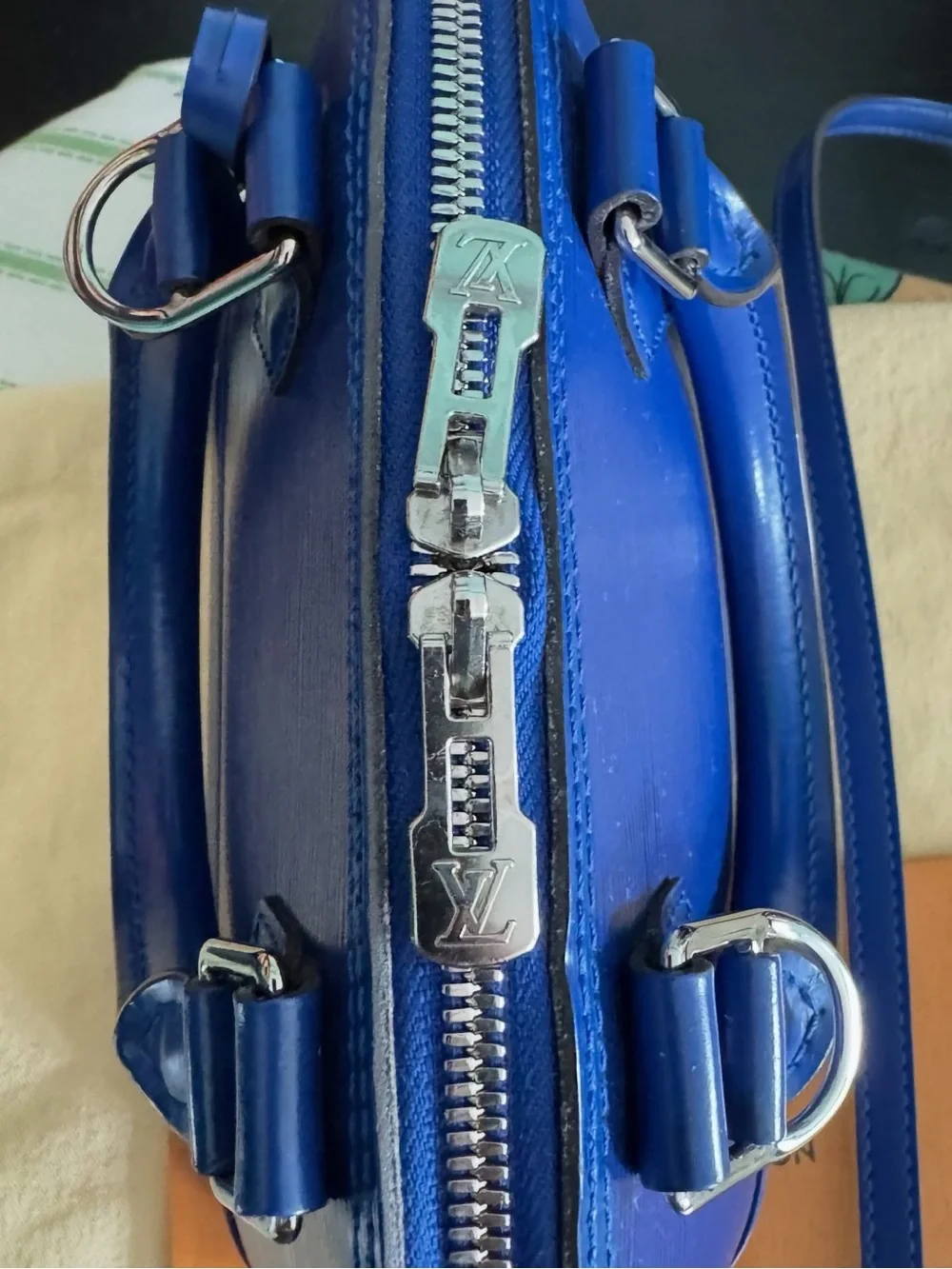 Louis Vuitton Blue Epi Alma BB Satchel - Picture 9 of 14